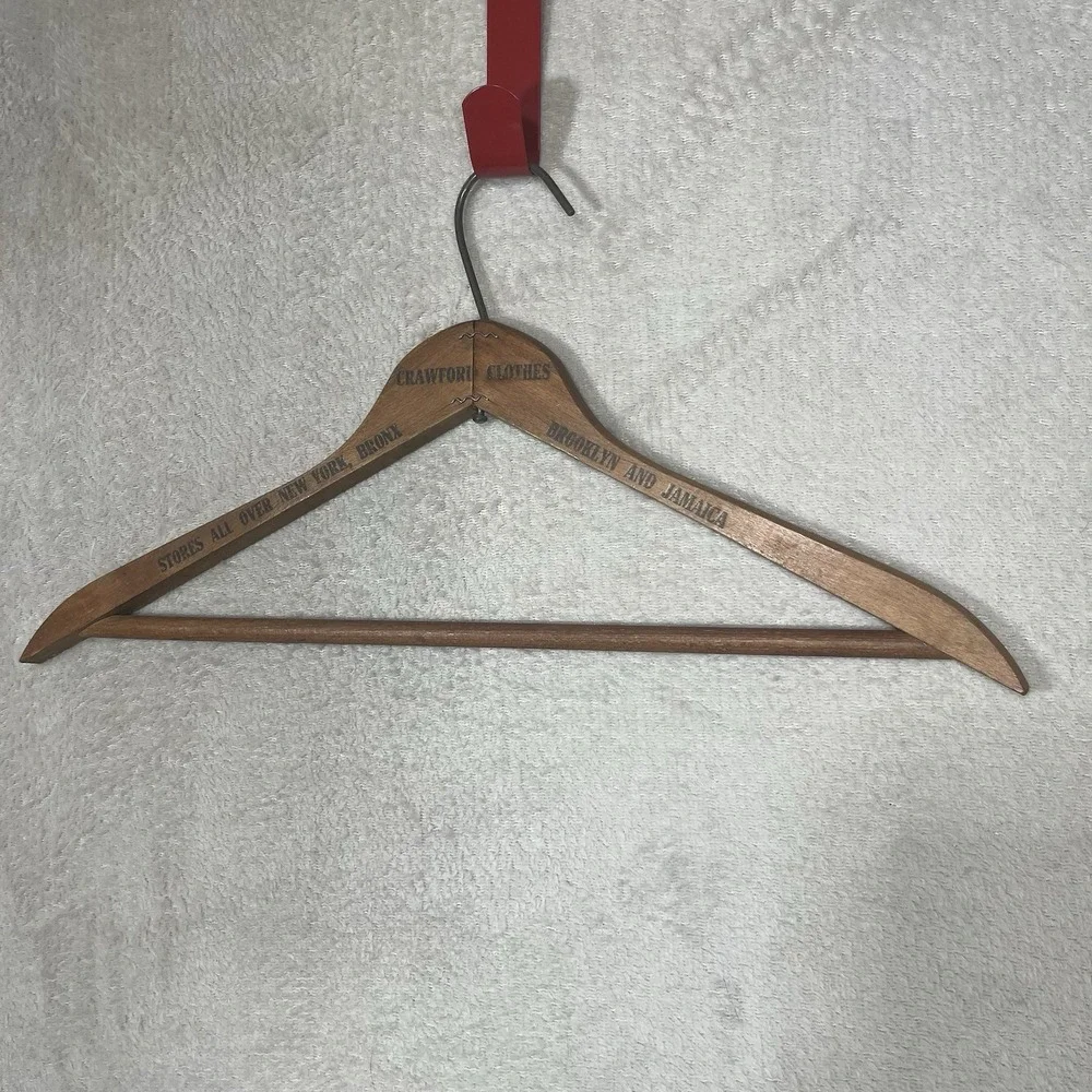 Vintage Crawford Clothes Wooden Hanger New York Bronx Brooklyn Jamaica